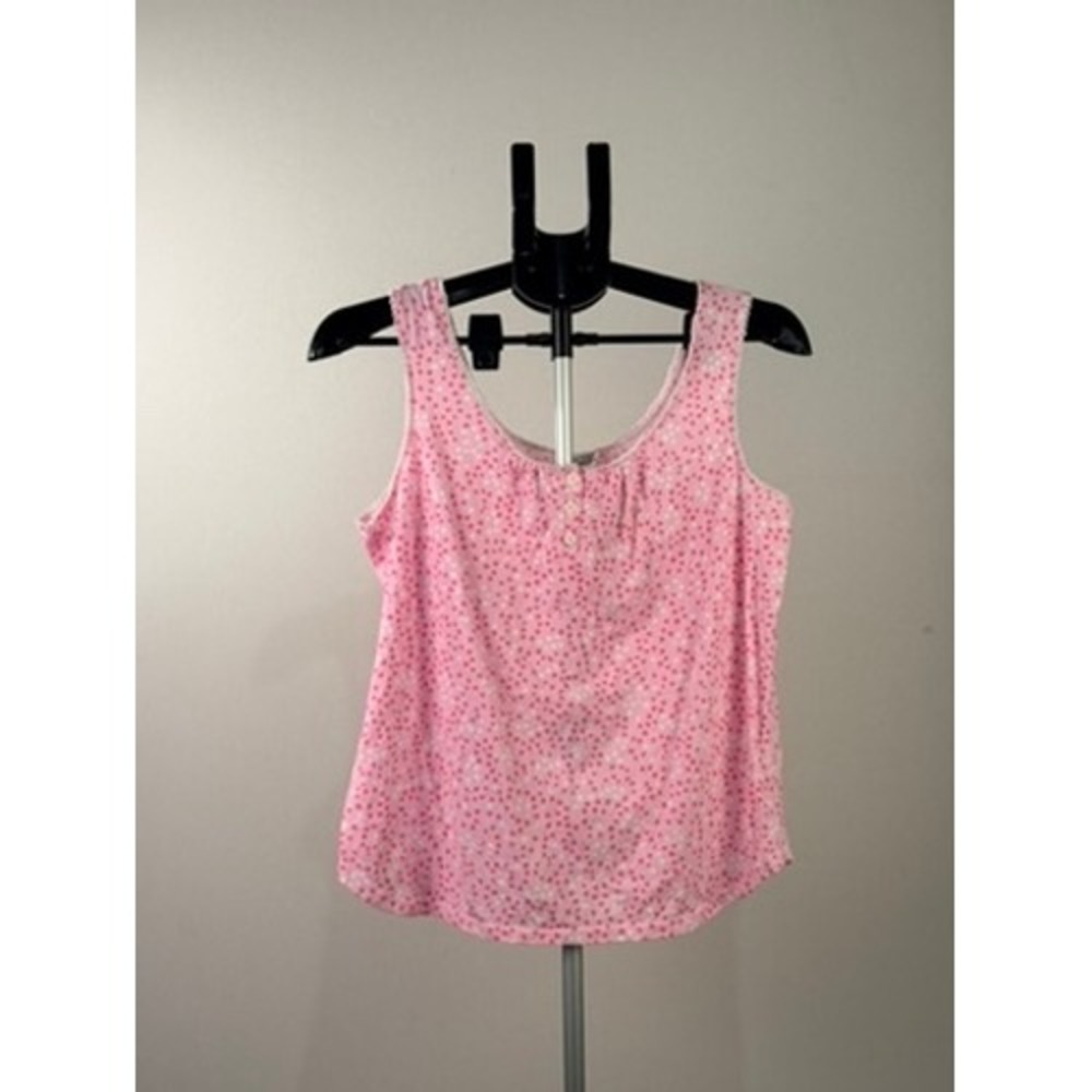 Charter Intimates Pink Polka Dot Lace Trim Sleep Tank Top Medium 044711
